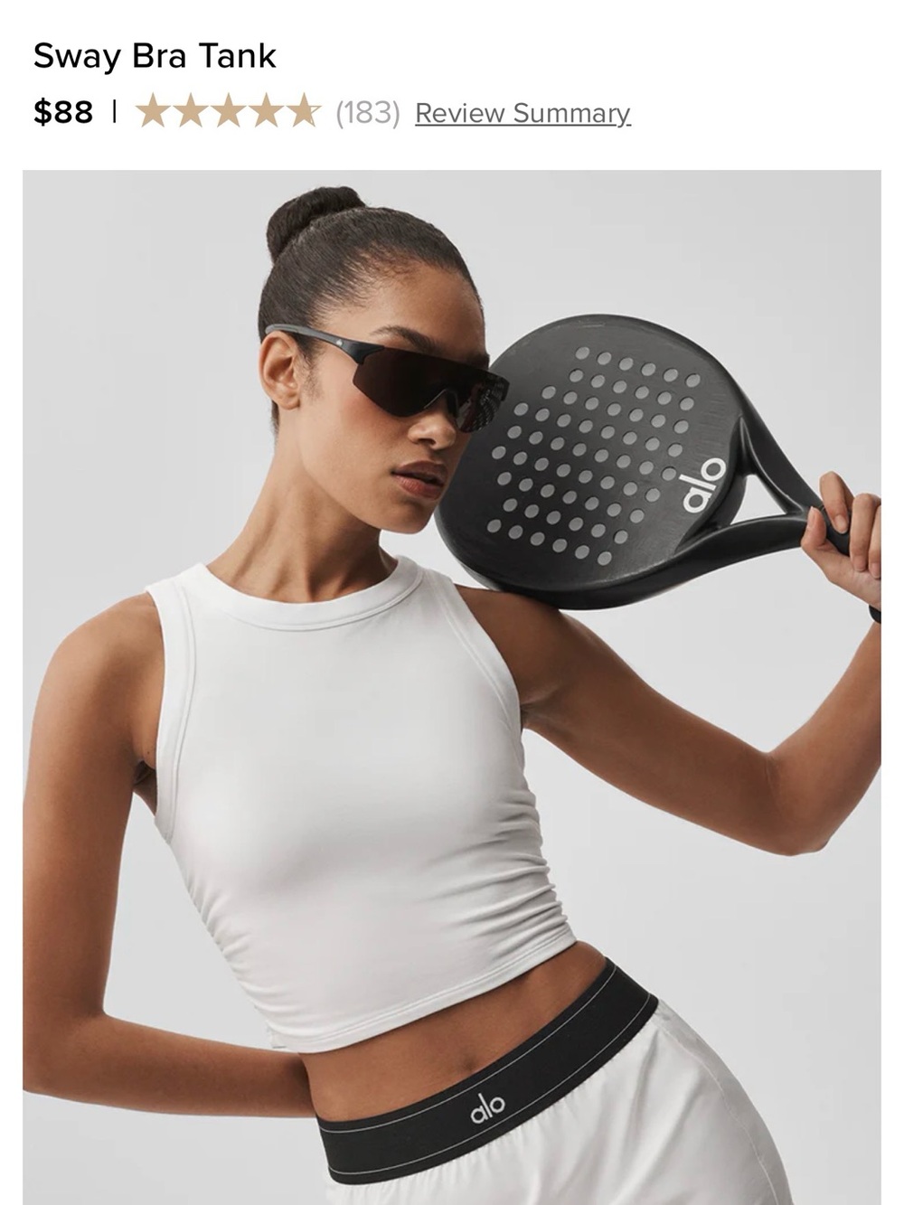 NWT Alo White Sway Bra Tank - XS